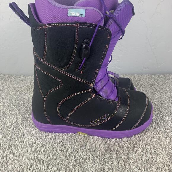 Burton Mint Snowboard Boots Womens 7.5 Black Purple Speed Zone Imprint 1 Liner - Picture 2 of 10